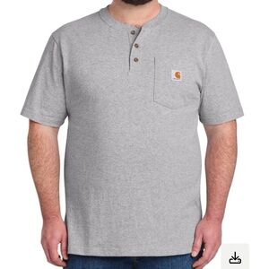 Carhartt Loose Fit Heavyweight Short Sleeve Pocket Henley Men's 4XL Heather Gray
